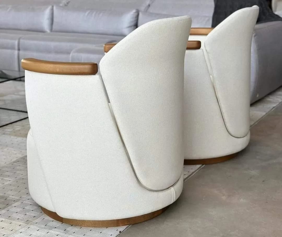 M&F Studio Bouclé Curved-Back Chair