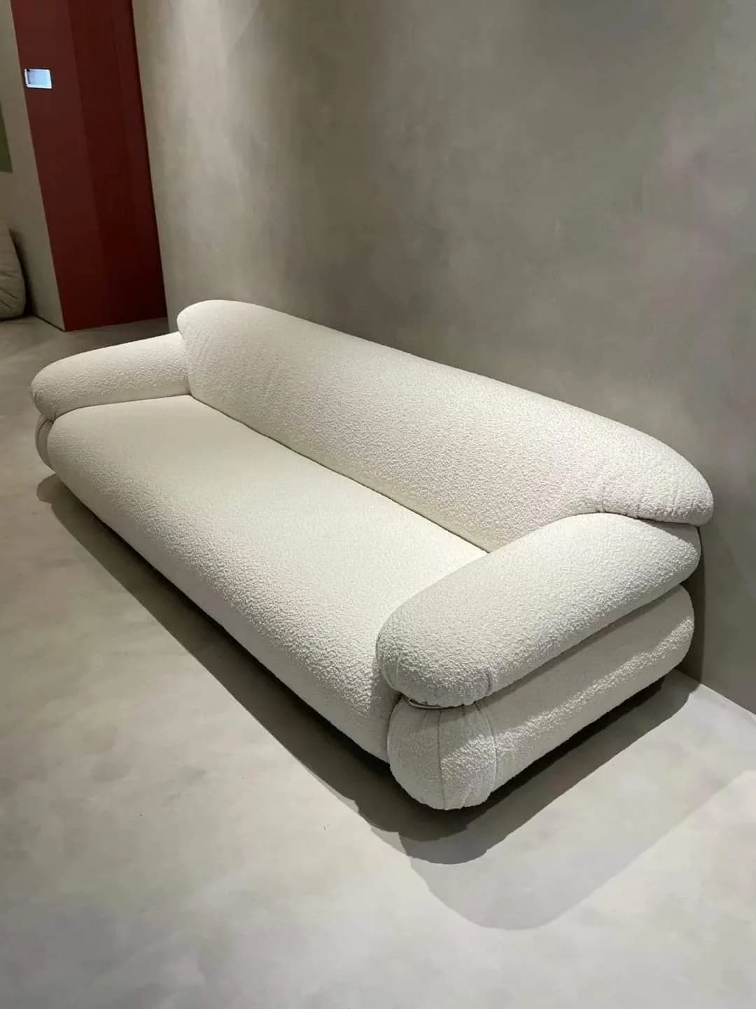 M&F Studio Bouclé Rolled-Arm Sofa