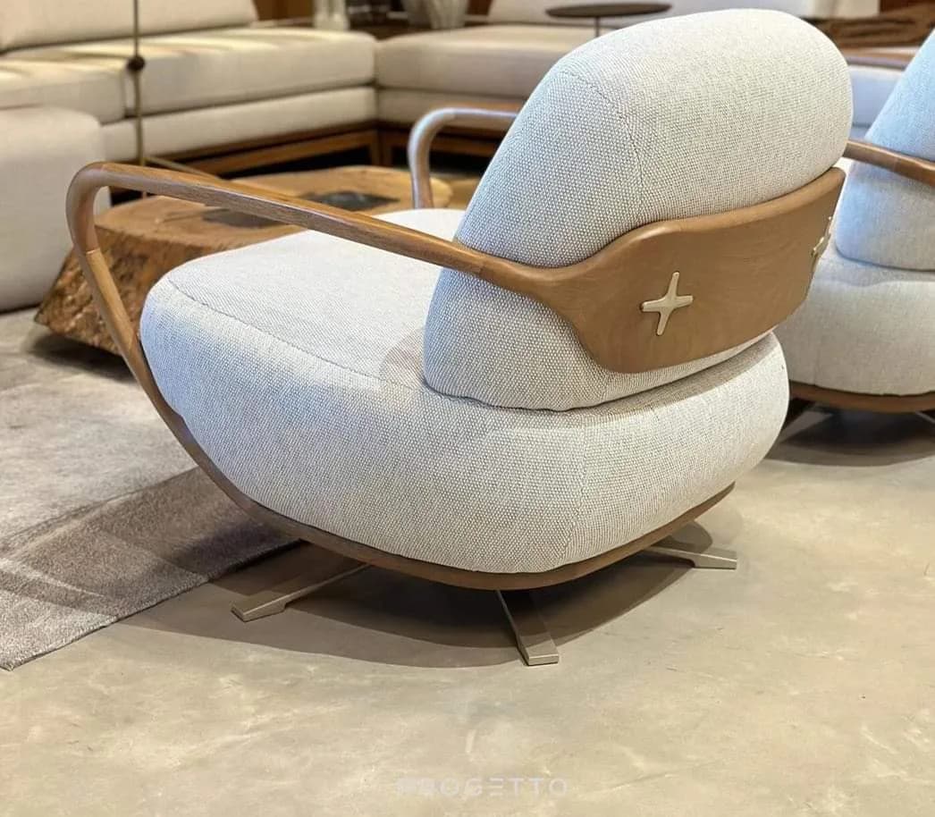 M&F Studio Bouclé Shell Lounge Chair