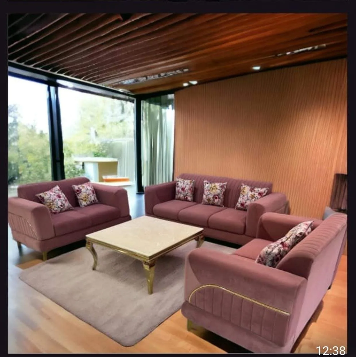 M&F Studio Rose Channel-Tufted Sofa Set