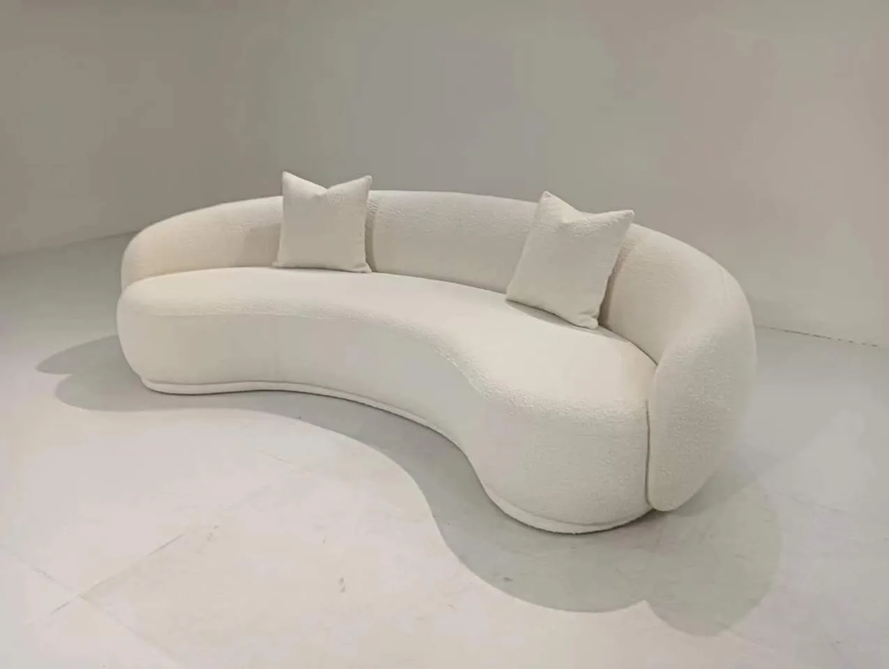 M&F Studio Ivory Curved Kidney Sofa