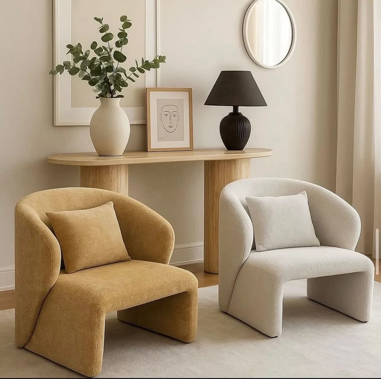 M&F Studio Mustard Bouclé Accent Chair