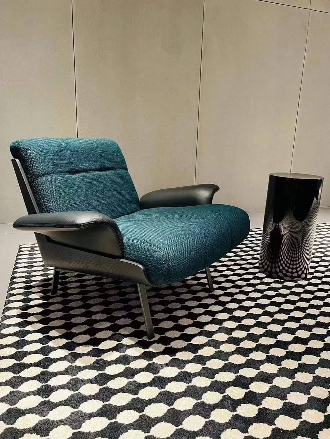 M&F Studio Teal Chaise Lounge Chair
