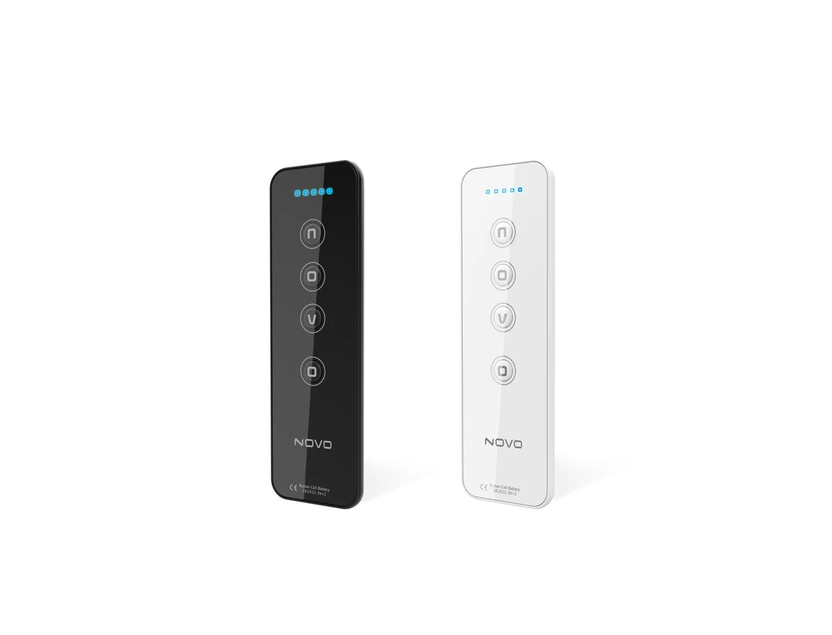 Novo A3 button transmitters, one black and one white