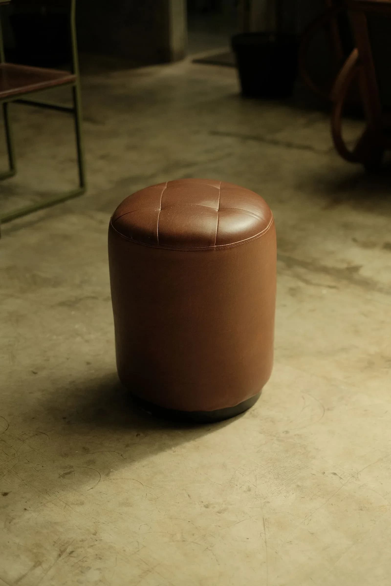 M&F Studio Cylindrical Leather Ottoman